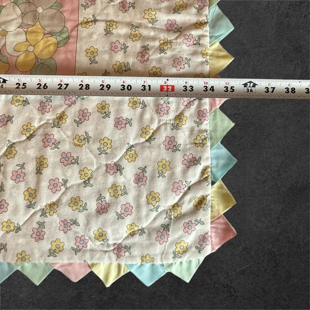 Vintage Precious Moments Quilt Blanket Baby Girl Pink‎ Floral Goose 46x35
